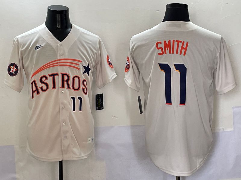 Men Houston Astros #11 Smith Cream Five generations Joint Name 2025 Nike MLB Jersey style 5